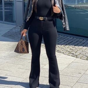 Nwt Fashion Nova Valentina High-Rise Flair Black Jeans